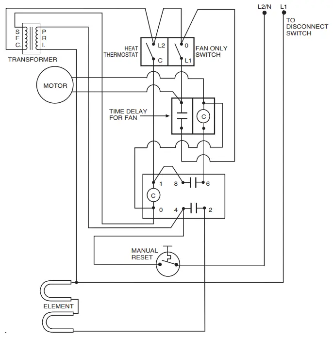 MARLEY WHB3000 Fan Forced Electric Wall Heaters - Wiring Diagram1