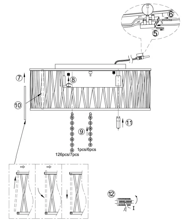 Paul Neuhaus 6102 17 Lefes Crystal Chrome Flush Ceiling Fitting - fig 1