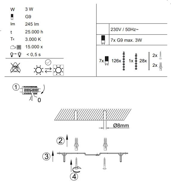 Paul Neuhaus 6102 17 Lefes Crystal Chrome Flush Ceiling Fitting - fig