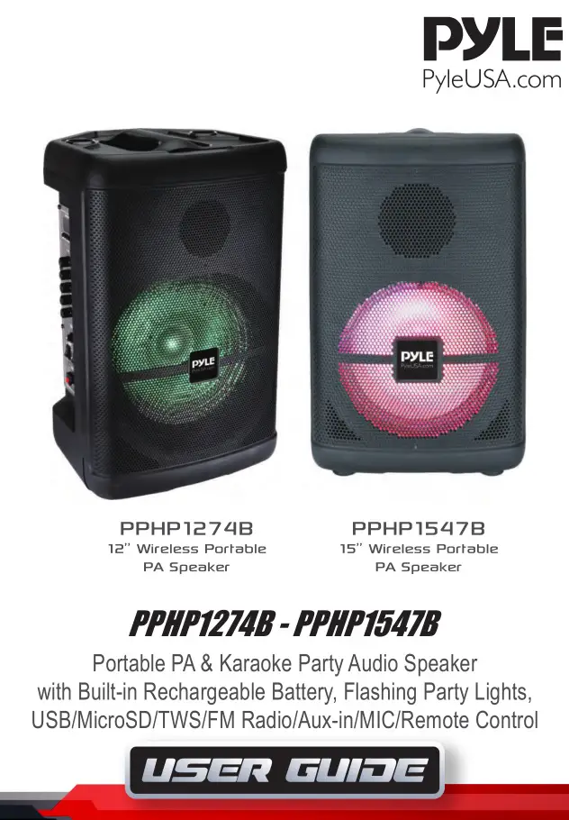 Pyle Portable PA & Karaoke Party Audio Speaker User Guide