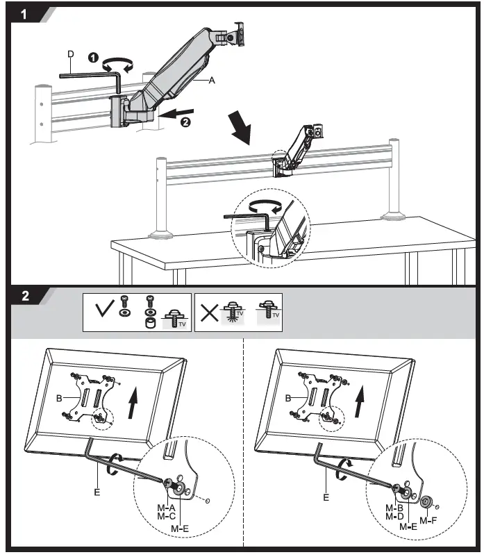 Kimex 150-3305 13-27 Inch PC Monitor Arm for Slatwall 2