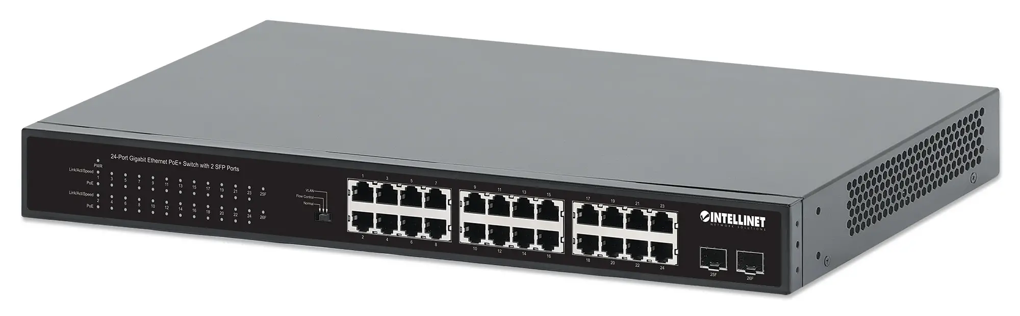 INTELLINET 24 Port Gigabit-Ethernet-PoE-plus-Switch-with 2 SFP-Ports-PRODUCT-IMG