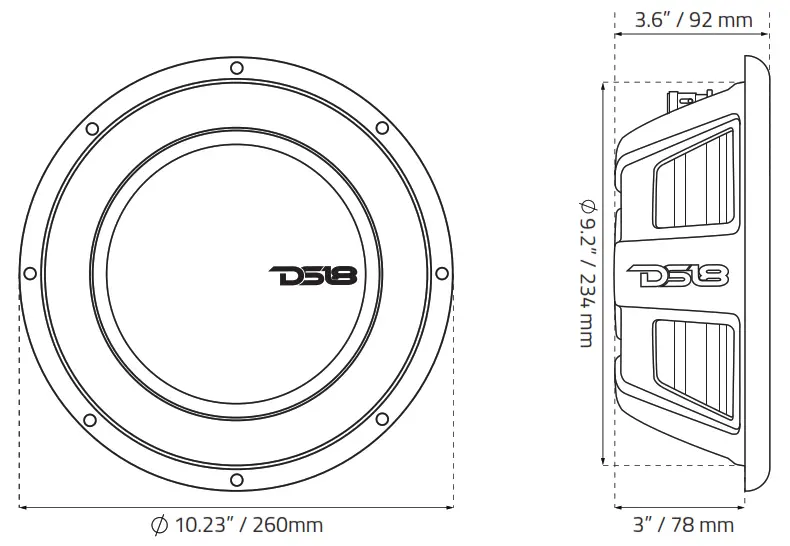 DS18 PSW10 2D Water Resistant 10 inch Shallow Subwoofer - FIG1