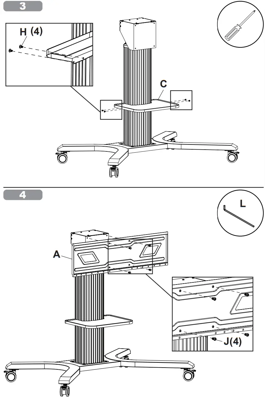 peerless AV PR598 M Flat Panel Motorised Trolley - Figure 11