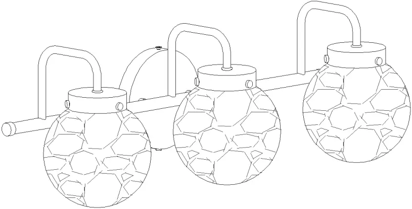 ZEVNI A04804W3 Evin 22.4-in 3-Light BlackBrass 01