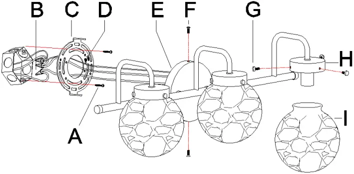 ZEVNI A04804W3 Evin 22.4-in 3-Light BlackBrass 02