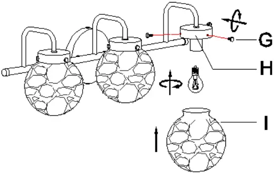 ZEVNI A04804W3 Evin 22.4-in 3-Light BlackBrass A05