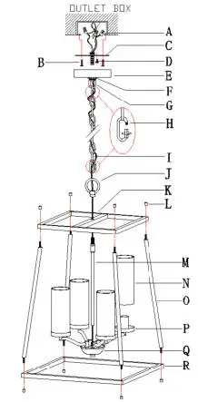 ZEVNI A04628 Gaza 4-Light Black Transitional Chandelier-02
