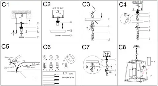 ZEVNI A04628 Gaza 4-Light Black Transitional Chandelier-05