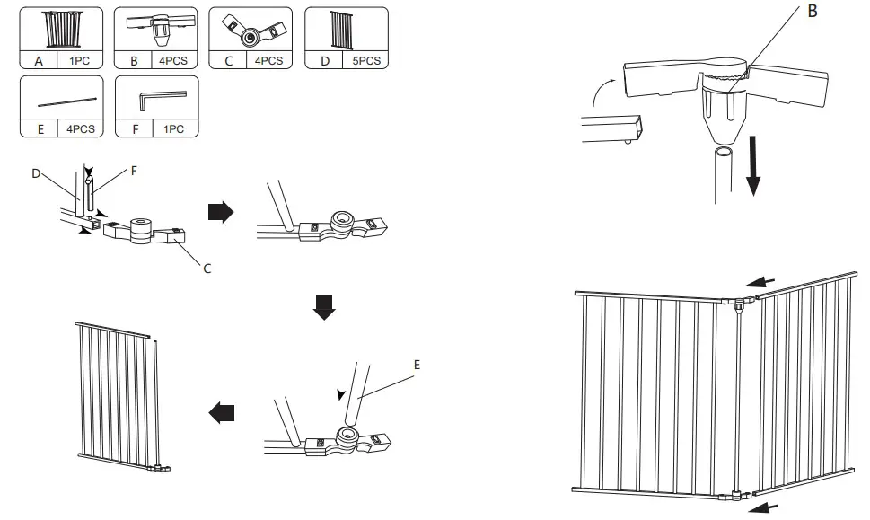 JAXSUNNY HG61U0721 6 Panel Metal Fireplace Baby Gates Hearth Gate (7)