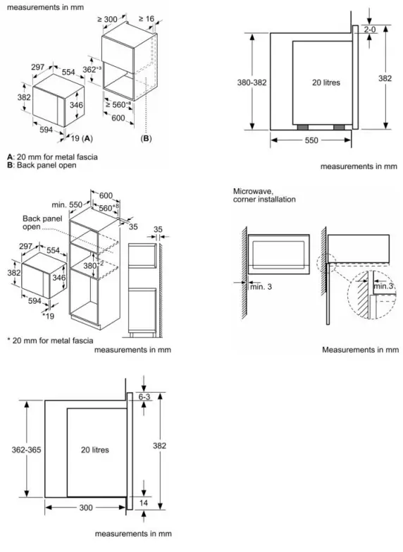 NEFF HLAWD23G0B Built-in Microwave Oven - demisons