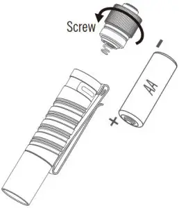 OLIGHT i5T 300 Lumens Slim EDC Flashlight - BATTERY INSTALLATION