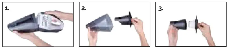 Align the slot on the bottom of the dust cup