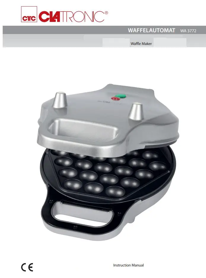 CLATRONIC WA3772 Waffle Maker Instruction Manual