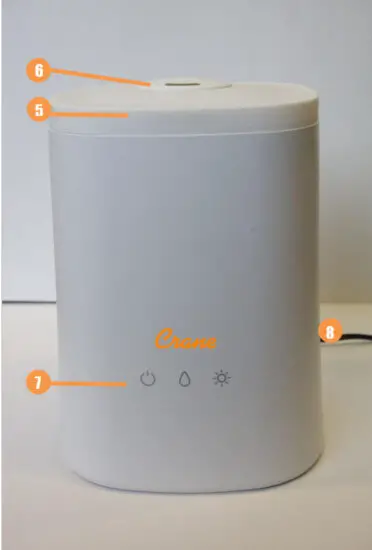 Crane EE-6909 1 2 Gallon Cool Mist Top Fill Humidifier and Aroma Diffuser - MAIN PARTS 1