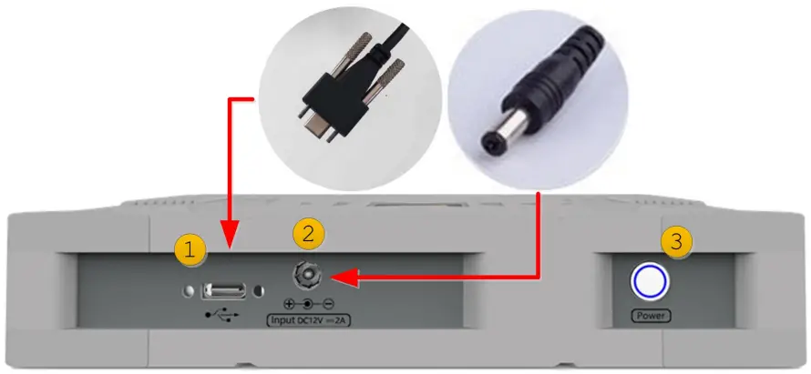 Connect the Power Adapter and USB Cable