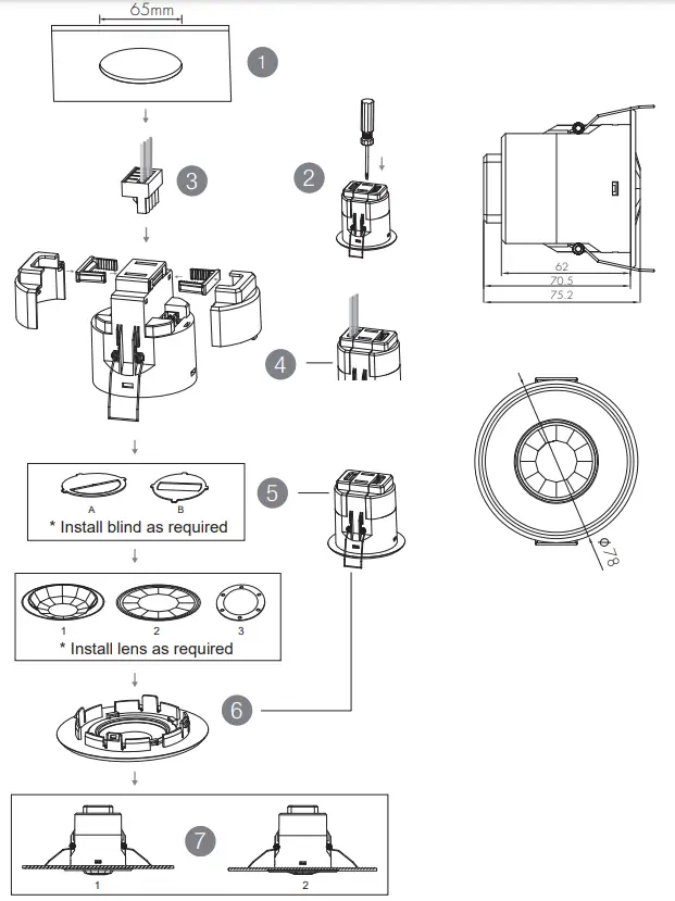 HYTRONIK HIR27 Flush Mount PIR Motion Sensor - fig1