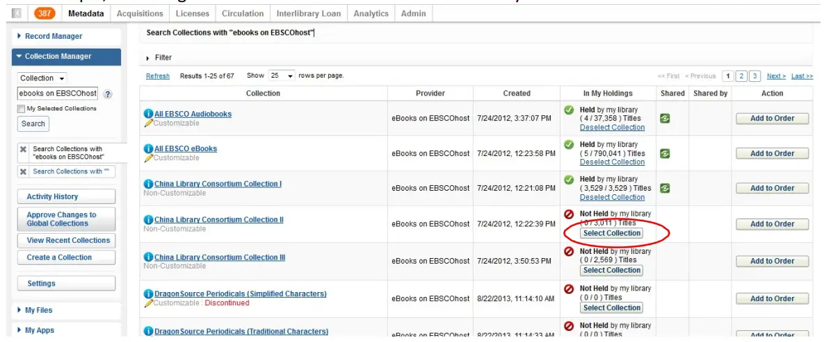 Search for collections