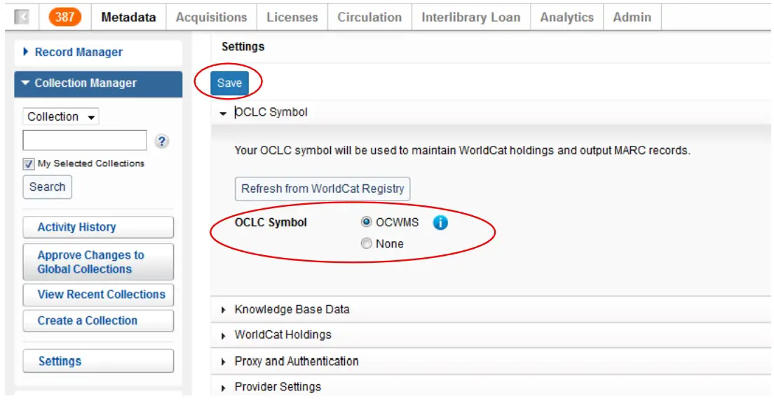 Verification Of OCLC