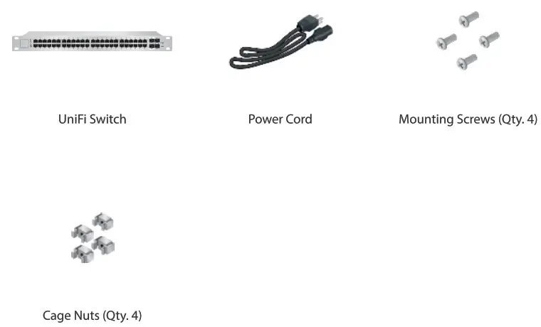 UBIQUITI US 48 750W UniFi Managed PoE Gigabit Switch - Package Contents
