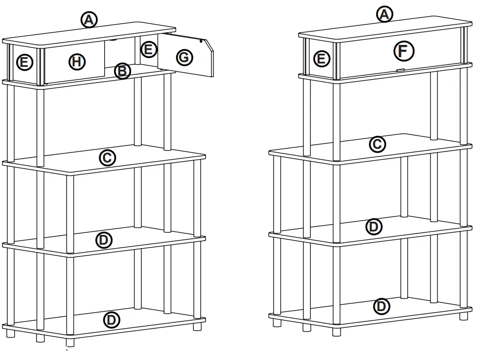 Furinno 21029 Turn N Tube Toolless Storage Shelf - fig 2