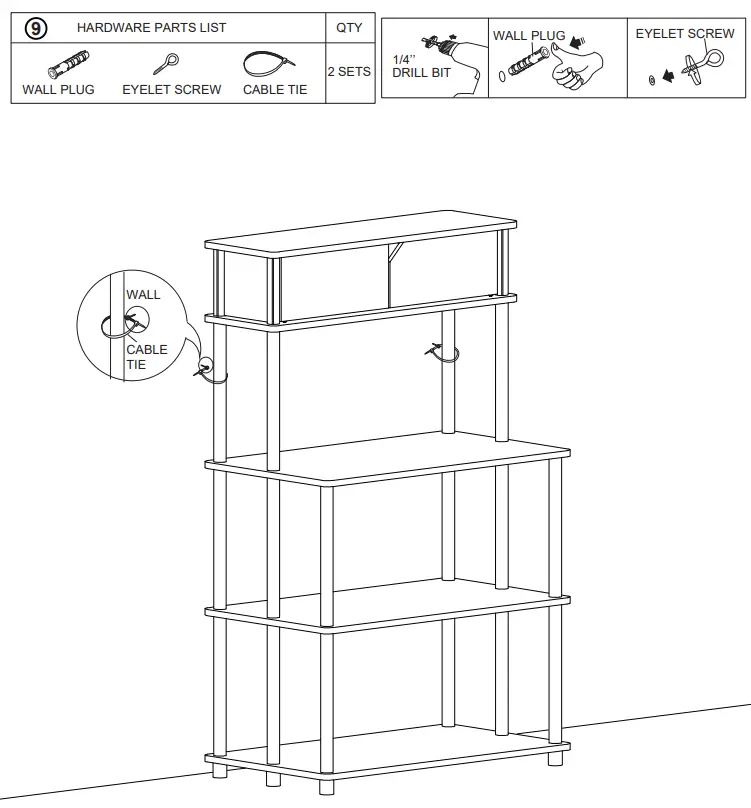 Furinno 21029 Turn N Tube Toolless Storage Shelf - fig 3