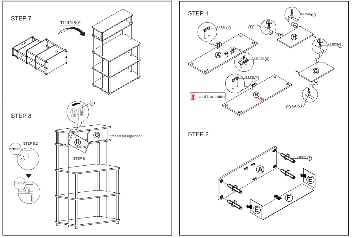 Furinno 21029 Turn N Tube Toolless Storage Shelf - fig 4