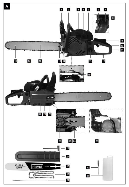 scheppach 5910120903 CSP50 Petrol Chainsaw- fig