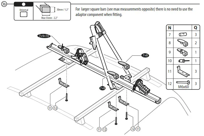 halfords Roof Mount Cycle Carrier Fitting - 16