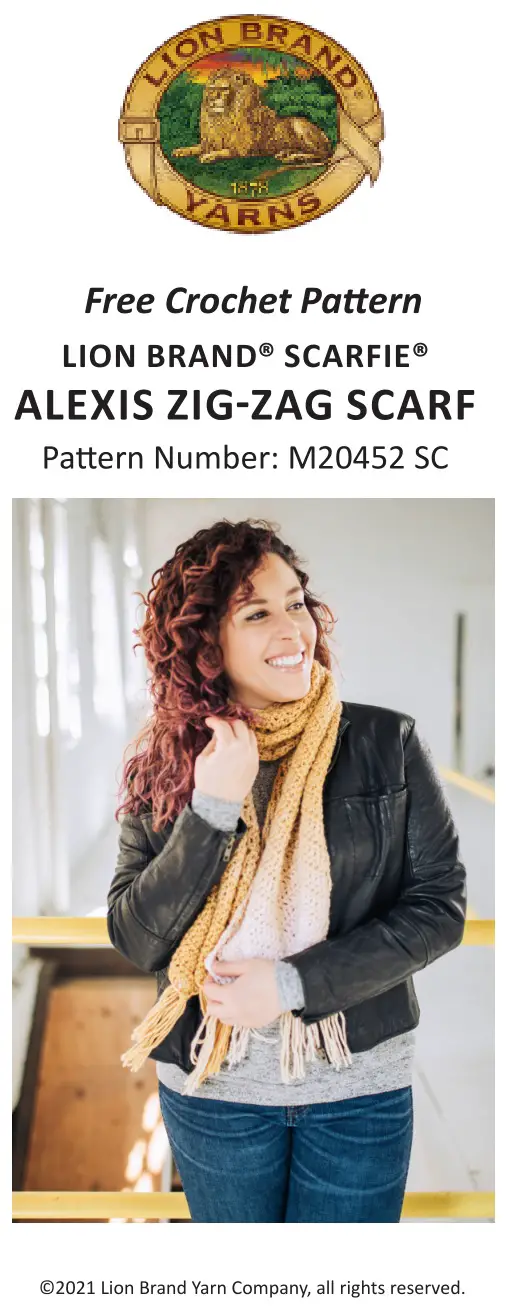 LION BRAND M20452 SC ALEXIS ZIG-ZAG SCARF Instructions
