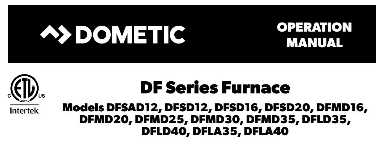 DOMETIC DFSAD12 Small Furnace (12k-20k) BTU Installation Guide