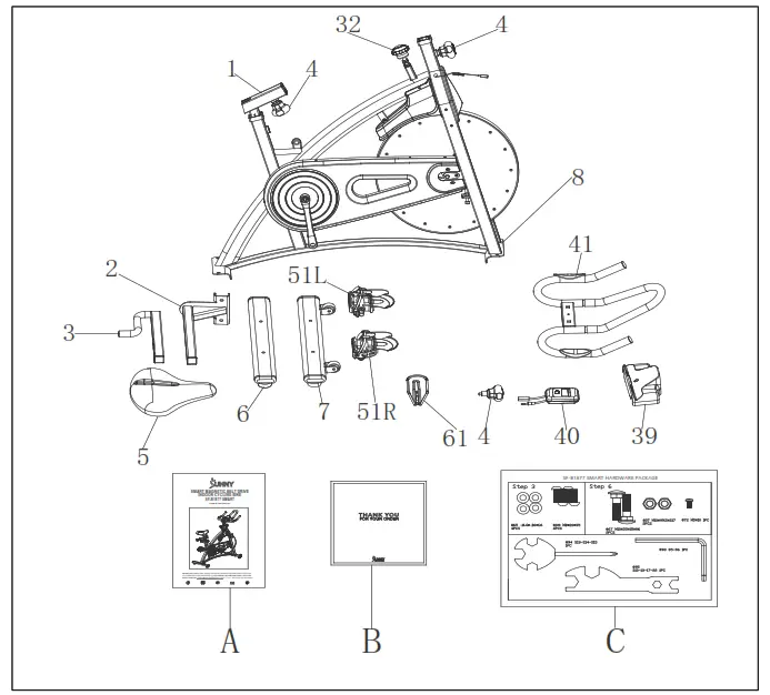 SUNNY HEALTH FITNESS SF B1877 Endurance Belt Drive Magnetic Indoor Exercise Cycle Bike - icon