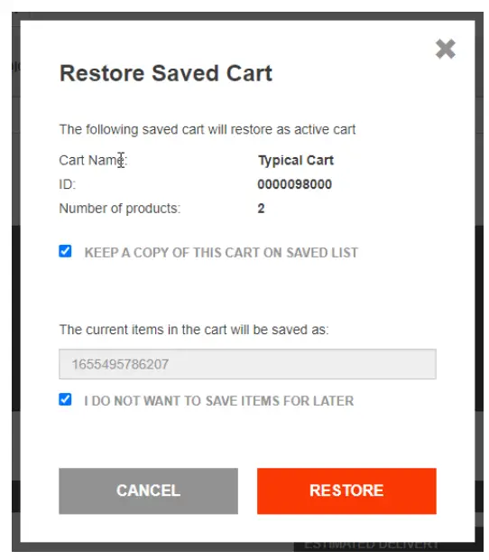 View & Restore Saved Carts