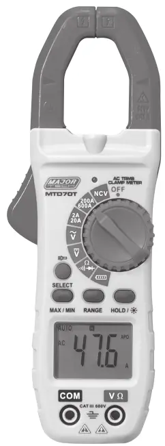 MAJOR TECH MTD70T 600A AC True RMS Digital Clamp Meter-