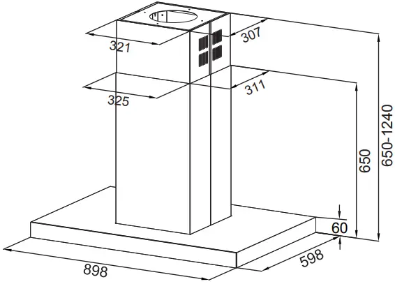 Midea 90M83 90cm T Shape Island Rangehood A8
