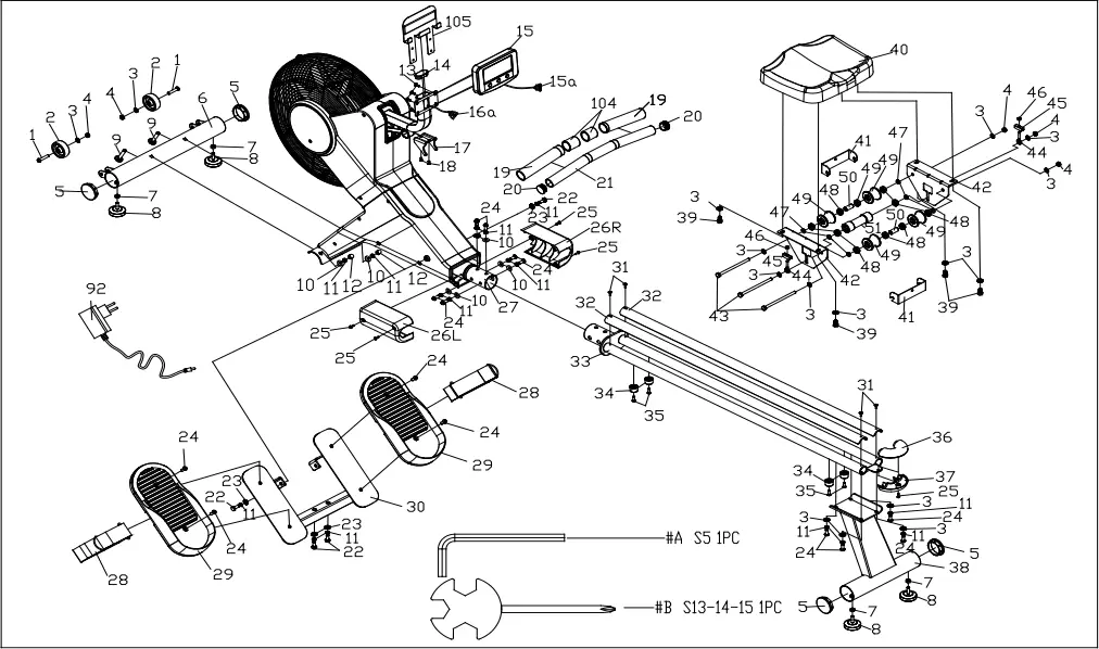 JLL Fitness VENTUS 3 - EXPLODED DIAGRAM 1a
