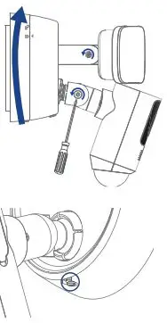 LOREX W452AJ Series 2K Wired Floodlight Security Camera Instructions - Use both hands to twist the Mounting Bracket clockwise