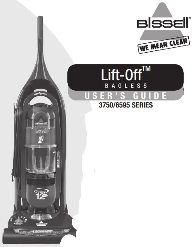 Bissell 3750 6595 Series Lift-Off Bagless - lIFT OF