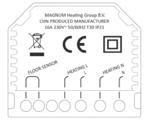 MAGNUM MRC 825100 Smart WiFi Thermostat For Electric Underfloor Heating System - Connection instructions