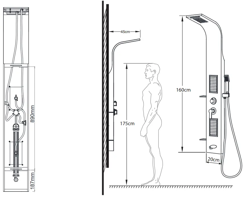 Wellis WZ00081 Napoli Shower Panel - mounting