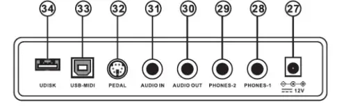MONOPRICE 600043 88-Key Digital Piano- Rear