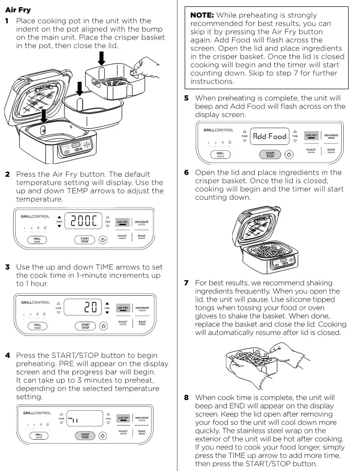 NINJA Foodi Health Grill Air Fryer - COOKING FUNCTIONS 2