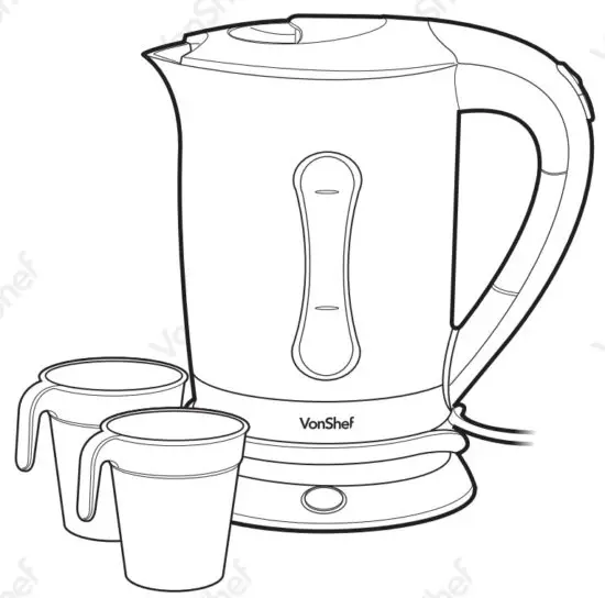 VonHaus 2013221 Travel Kettle with 2 Cups