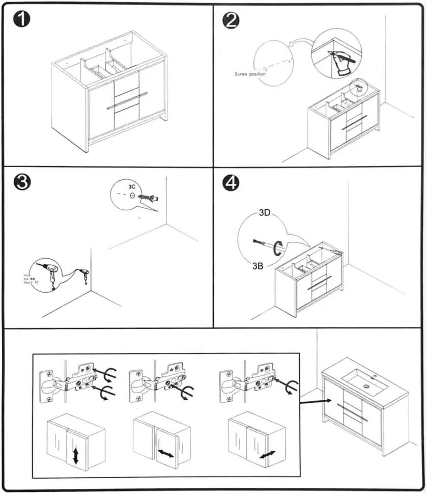 HOMLUX 810092570189 Bathroom Vanity in Gloss White with Cultured Marble Vanity -fig8