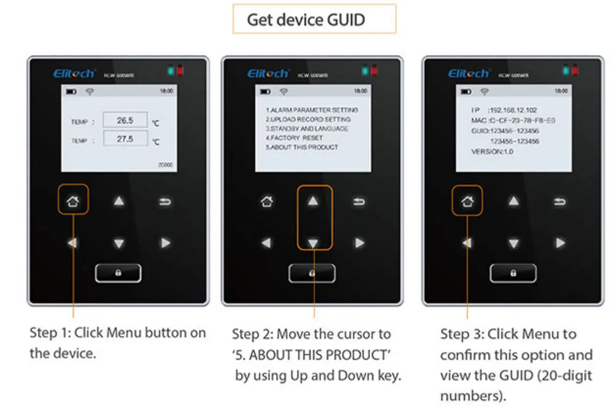 Elitech WiFi Temperature Monitor Manufacturer User Manual - GUID information