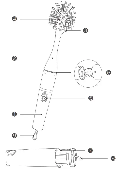Homitt Cordless Toilet Brush- DIAGRAM