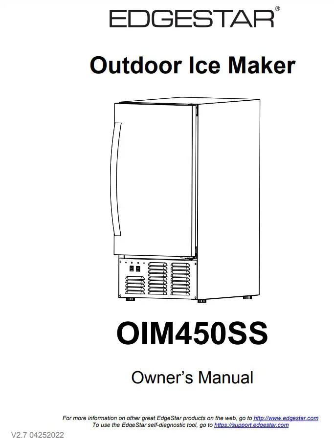 EDGESTAR OIM450SS Outdoor Ice Maker Owner's Manual