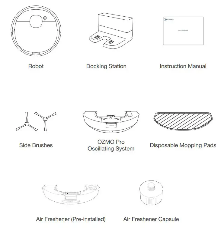 ECOVACS Deebot T9 Instruction Manual - Package Contents