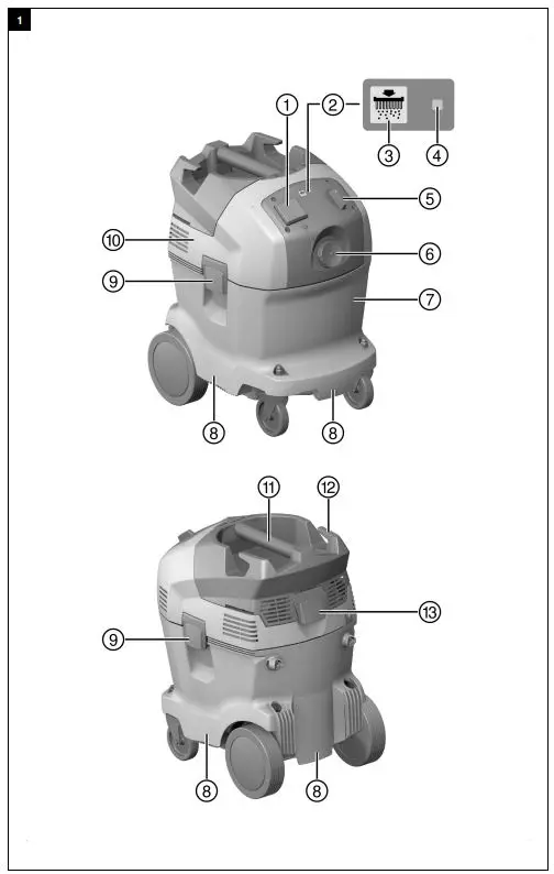HILTI VC 20 Wet and Dry Jobsite Vacuum Cleaners Instruction Manual - Fig 1