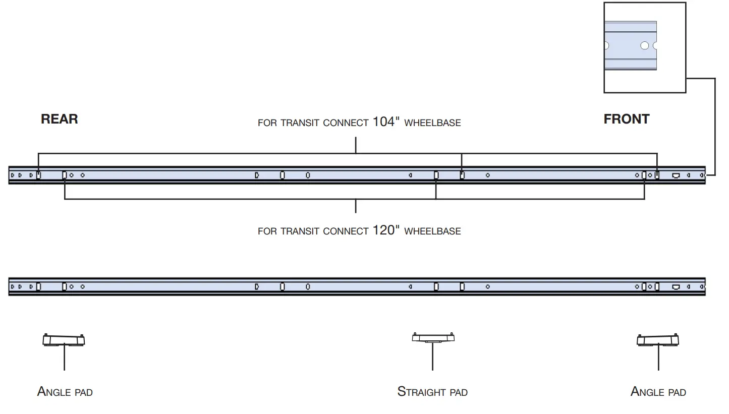 RANGER DESIGN Ladder Rack Mounting Kit for Transit Connect - fig 1